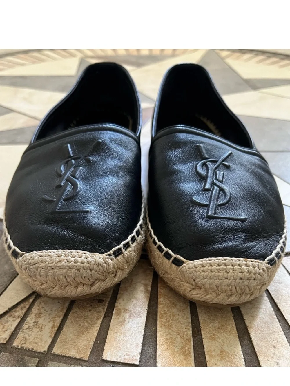 Saint Laurent Black Lambskin Espadrilles size 6.5